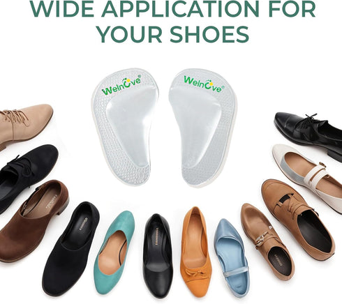 Welnove Arch Support Inserts - 8-Pair Gel Insoles for Plantar Fasciitis, Foot Pain Relief, Men Women