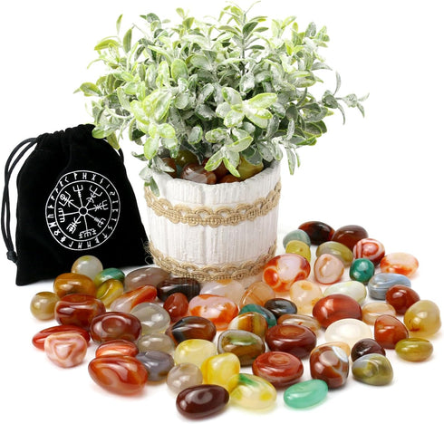 Polished Agate Stone, Colorful Rocks and Gems, Tumbled Real Crystals, Healing Stones, Reiki Decor (1lb)