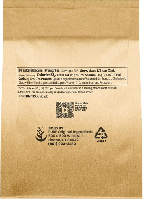 Pure Original Ingredients Citric Acid (1 lb) Eco-Friendly Packaging, Natural, Food Safe