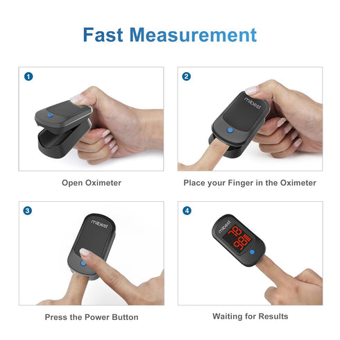 Mibest CN160 Fingertip Pulse Oximeter, Blood Oxygen Saturation Monitor with Batteries Included (Black)
