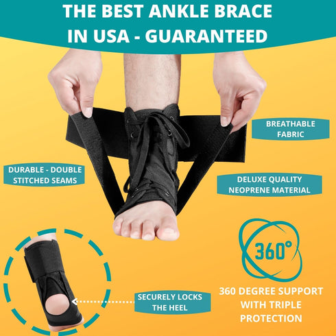 MEDIZED Ankle Brace, Lace Up Adjustable Support for Running, Basketball, Injury Recovery for Men, Women, Children
