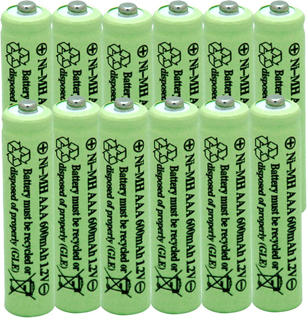 Solar Light Batteries AAA 600mAh 1.2V Rechargeable for Garden Lights (12Pcs)