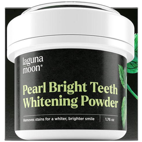 Lagunamoon Teeth Whitening Powder, 50g Bright Pearl Spearmint Flavor - Natural Stain Remover