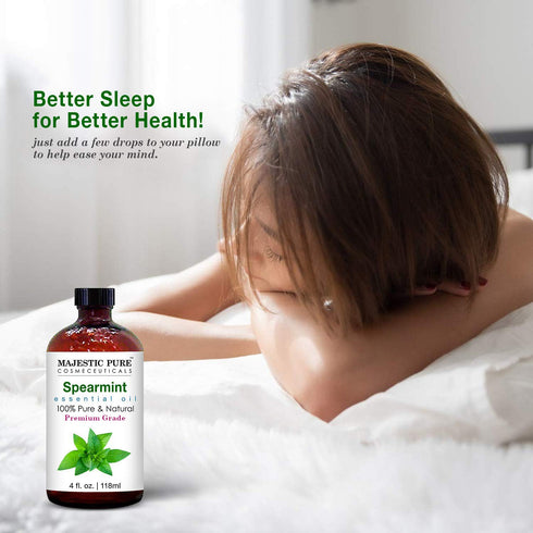 MAJESTIC PURE Spearmint Essential Oil - 100% Pure and Natural, Premium Grade for Hair Care, Skin, Aromatherapy, 4 Fl Oz