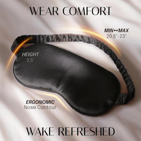 Silk Sleep Mask Eye Mask Blindfold - Double Layer Silk Filling, Elastic Strap, Soft Eye Cover with Luxury Bag