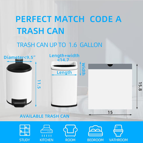 120 Count 1.6 Gallon Mini Drawstring Trash Bags - Small Garbage Bags by KSSKSS for Home Office