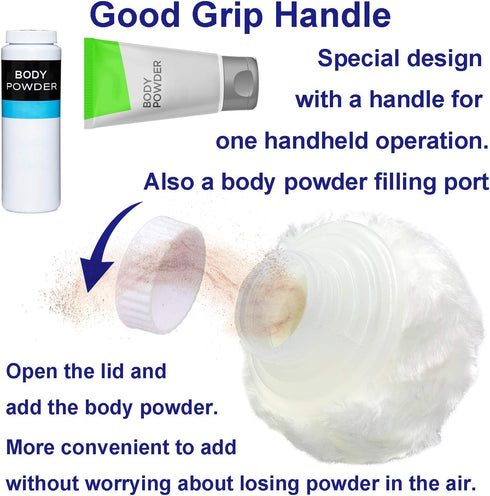 Large 3.5" Storage Body Powder Container, White After-Bath Powder Case with Hand Holder for Makeup and Baby Care