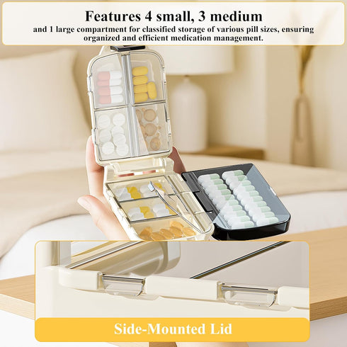 ZHUOGWJFJ 8 Travel Pill Organizer Compartments Portable Pill Case, Airtight Daily Medicine Container for Pocket