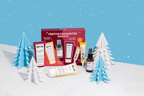 Q+A Festive Favourites Gift Set | Hyaluronic Acid Moisturiser (75ml), Oat Milk Cream Cleanser (75ml), Azelaic Acid