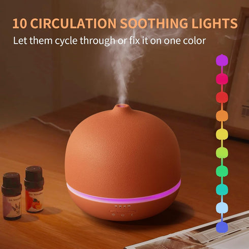 Room,500ml 4 10 Settings Stone Diffusers for Essential Oils Large Handmade Ceramic Diffuser with Timer & Ambient Light