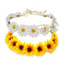 Honbay 2PCS Fashion Flower Headband, Sunflower Hair Wreath Festival Hair Band (Yellow + White)