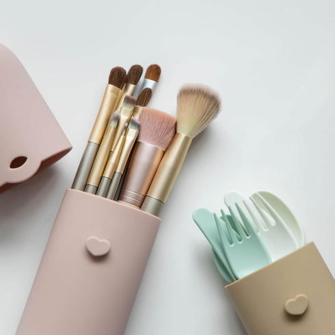Silicone Makeup Brush Holder - Travel Makeup Brush Case, Portable Cosmetic Pouch, Anti-Fall Out Cover, Waterproof,
