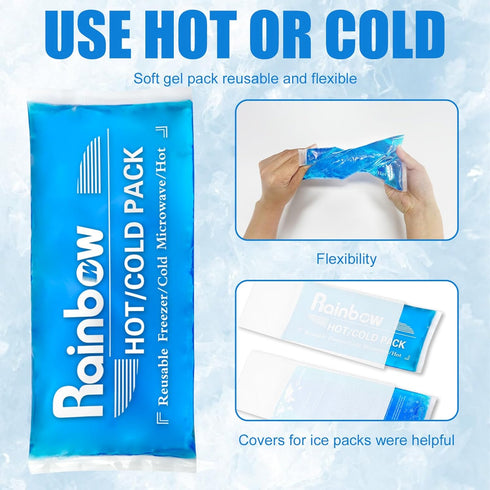 Reusable Gel Ice Packs, 2 Pack - Hot and Cold Therapy for Injuries, Headaches, Joint Pain Relief