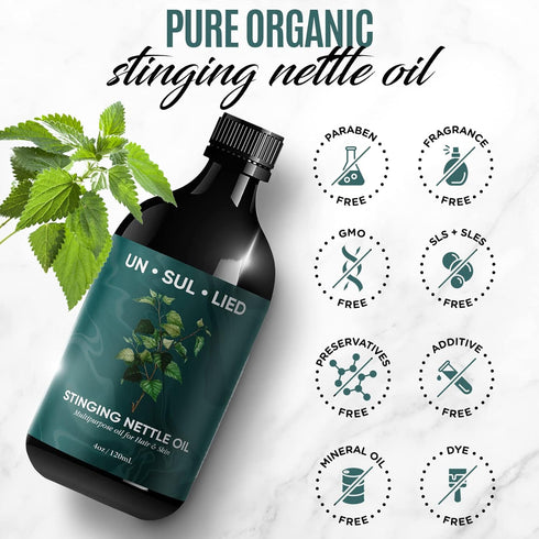 UNSULLIED 4 oz Stinging Nettle Multipurpose Oil for Hair Growth and Skin Soothing-Softening-Moisturizing for Men
