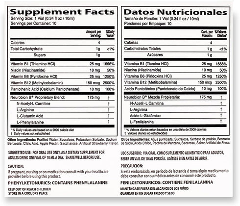 Neurobion Plus Liquid Dietary Supplement – B Complex, 10 Vials.