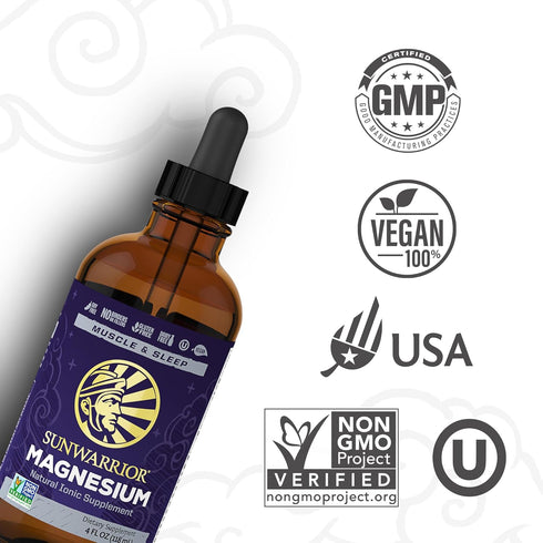 Sunwarrior Natural Ionic Magnesium Mineral Supplement Drink Additive | 4 FL Oz, 28 Servings, Supports Brain Heart &