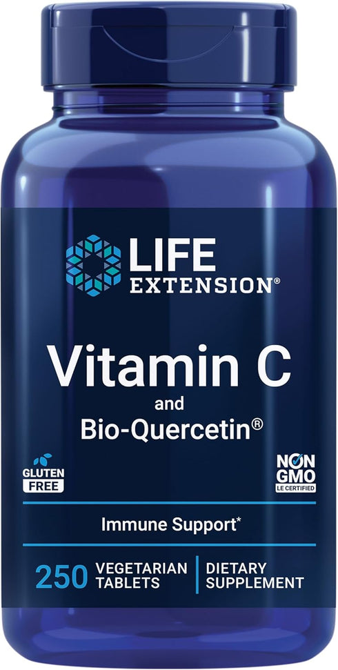 Life Extension Vitamin C & Bio-Quercetin Phytosome - Ultra-Absorbable Quercetin for Immune Support - 250 Vegetarian