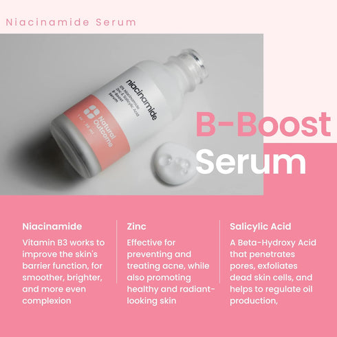 Natural Outcome Niacinamide Serum for Face - B-Boost with 10% Niacinamide, 2% Zinc, Salicylic Acid & Hyaluronic Acid