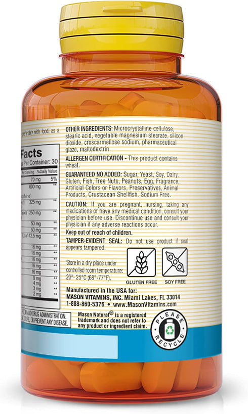 MASON NATURAL Super Energy | 60 Tablets | Herbal Complex with Guarana, Panax Ginseng & Kola Nut for Optimal Performance