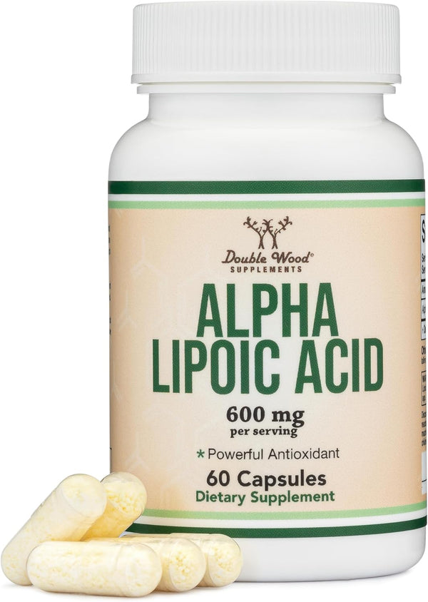 Alpha Lipoic Acid 600mg, 60 Capsules, Potent Antioxidant for Neuropathy and Cardiovascular Health (ALA Supplement)