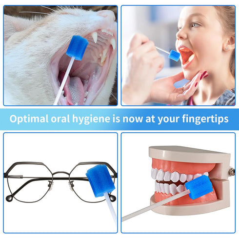 50 Pieces Disposable Oral Swabs, Unflavored Mouth Sponge Sticks for Elderly, Kids, Adults Cleaning
