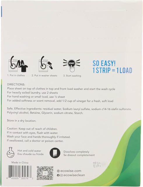 Laundry Detergent Sheets Eco-Friendly Strips, Concentrated Biodegradable Washer Sheets, Floral, 30 Count
