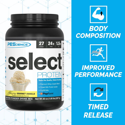 PEScience Select Low Carb Protein Powder, Gourmet Vanilla, 27 Servings, Keto Friendly