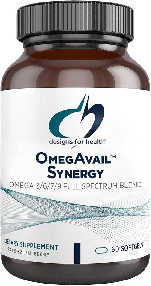 Designs for Health OmegAvail Synergy, Omega Complex for Adults with Omega 3-6-7-9 Fatty Acids, 60 Softgels