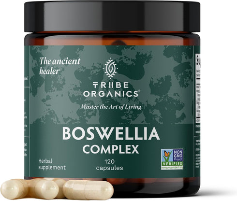 TRIBE ORGANICS Boswellia Serrata Complex Supplement for Joint Support & Muscle Relief - Vegetarian Non-GMO 120 Capsules