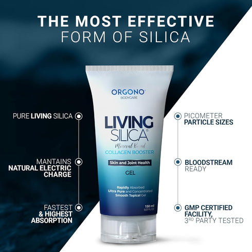 Orgono Living Silica Mineral-Based Collagen Booster Gel | Clinically Proven for Skin & Joint Health | 150mL