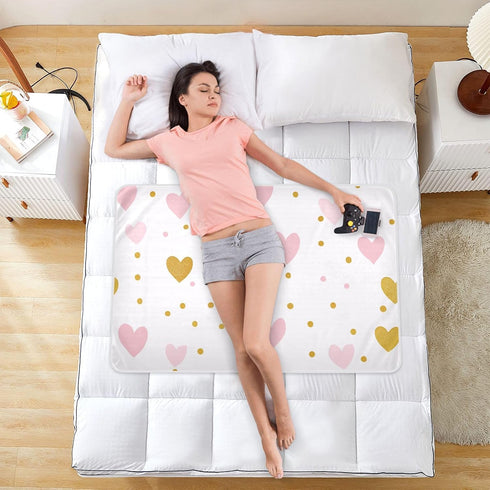 miaozhen 52" 34" Heart Dot Valentine's Day Extra Large Resuable Changing Pad Covers Soft Absorbent Pets Potty Training