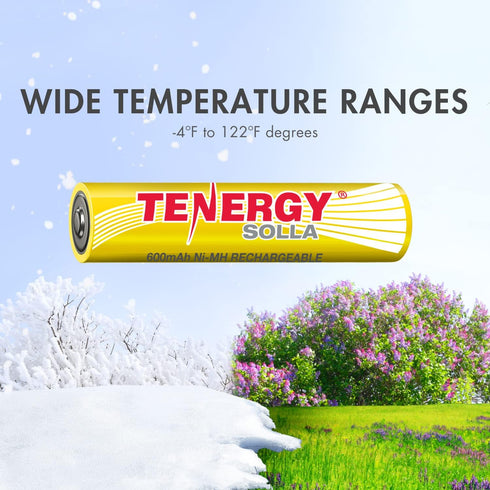 Tenergy Solla AAA Rechargeable NiMH Battery (12 Pack), 600mAh Solar Batteries for Outdoor Solar Lights
