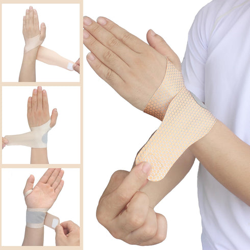 2 Pcs Ultra-Thin Wrist Brace Support for Carpal Tunnel, Pain Relief, Elastic Wraps for Right and Left Hands (Skin Tone)