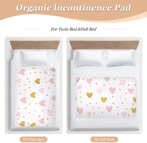 miaozhen 52" 34" Heart Dot Valentine's Day Extra Large Resuable Changing Pad Covers Soft Absorbent Pets Potty Training