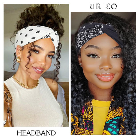 Urieo Knotted Boho Bandanas Headband, Paisley Hair Turban for Women, Sport Yoga (Pack of 4) (A)