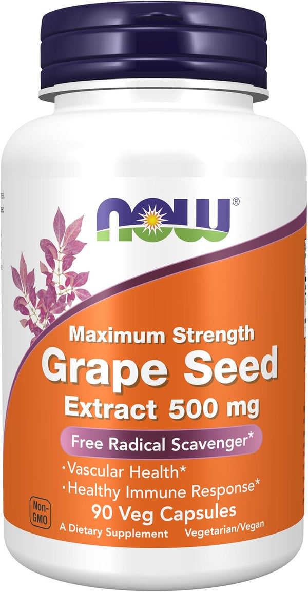 NOW Grape Seed Extract, Maximum Strength 500 mg - 90 Veg Capsules