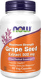 NOW Grape Seed Extract, Maximum Strength 500 mg - 90 Veg Capsules
