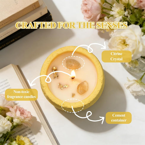 LUXE COVE wt.200g) Scented Candle, Soy Candle, Non-Toxic Aroma Candles, Pear and Freesia Scented, Citrine Crystal, Best