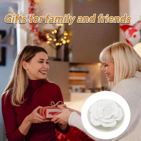 OYWOBET Handmade Flower Rose Ceramic Essential Oil Mini Diffuser, Non-Electric Passive Aromatherapy Diffuser