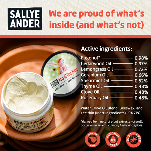 SALLYEANDER No Bite Me All-Natural Bug Repellent, Anti Itch Cream, 2 oz, Safe for Kids