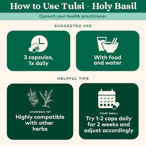 ORGANIC INDIA Tulsi Holy Basil Capsules, Herbal Supplement for Immune Support, Stress Relief, Vegan, 90 Capsules