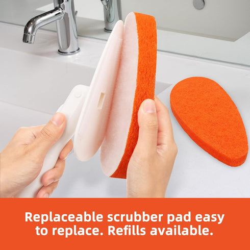 Qaestfy Shower Bathtub Tile Scrubber Cleaning Brush with 51'' Handle, 5 Non-Scratch Scouring Pads.