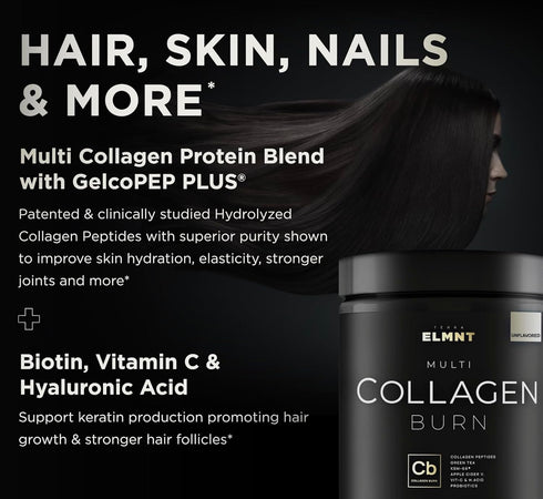 ELMNT Super Collagen Powder for Women, Weight Loss + Beauty with Probiotics, Hyaluronic Acid, ACV, Biotin, Unflavored