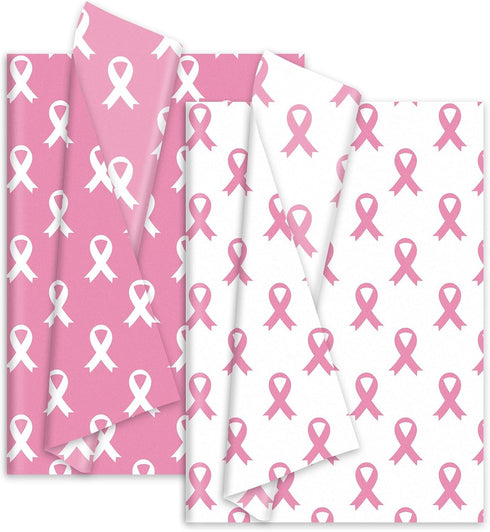 Whaline 100Pcs Pink Ribbon Tissue Paper for Breast Cancer Awareness, DIY Art Craft Paper for Charity, 14 x 20 Inch