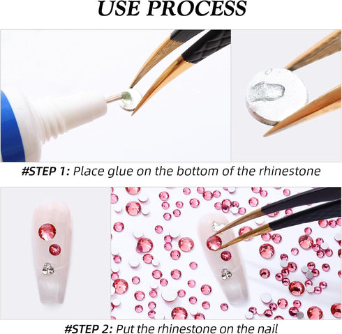 Rose Flatback Rhinestones for Nail Art and Craft, Loose Crystal Gemstones (Rose, SS34, 288pcs, 7.1-7.3mm)