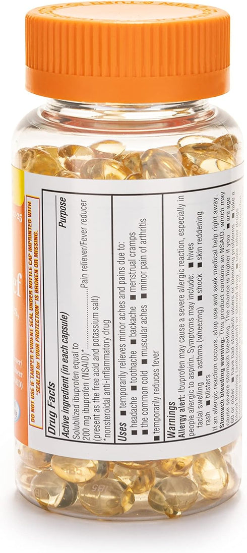 Dye-Free Ibuprofen 200 Mg Mini Softgels, Pain Reliever/Fever Reducer, 180 Count