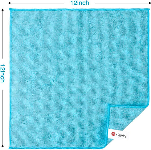 Orighty Microfiber Cleaning Cloths: Pack of 12, Highly Absorbent, Lint Free for House, Kitchen, and Car Care.