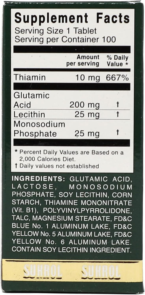 SUKROL Vitamin, 100 Tablets, Improve Healthy Brain Function, Bottle