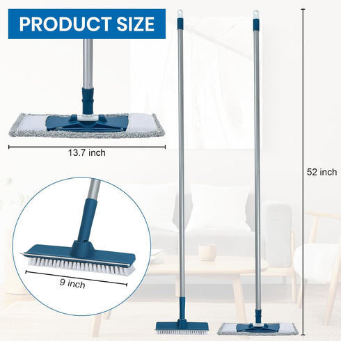 Set Collapsible Mop and Bucket with Scrub Mop and Brush, Tile Laminate Hardwood Floor Brush and Flat Mops for Floor