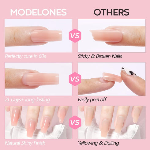 modelones Poly Nail Gel Builder Extension - Nude Nature Color Light Apricot, 50ML